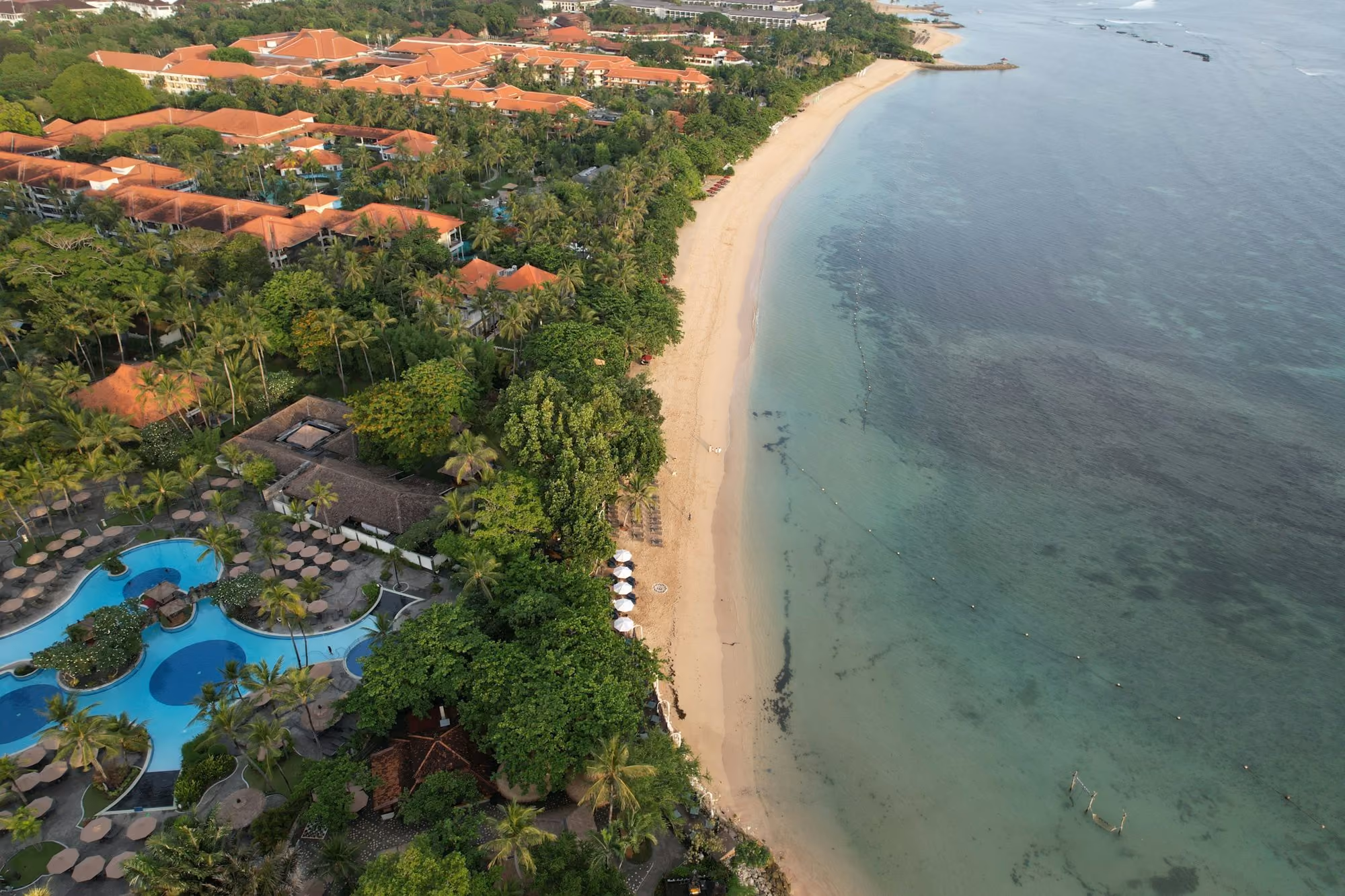 Near The St. Regis Bali Resort: A bird's eye view of a resort and beach
