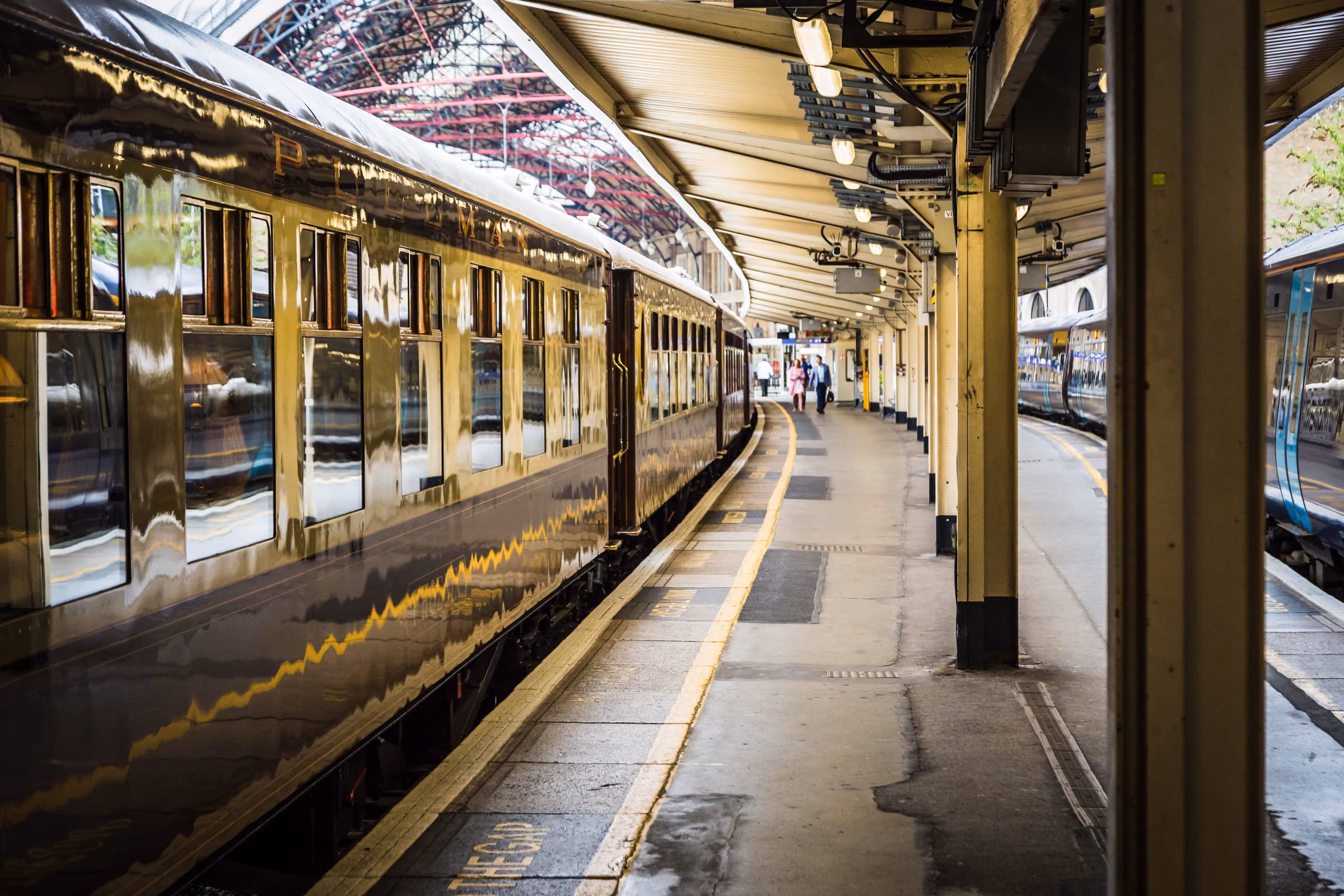 British Pullman carriages at a platform in London Victoria