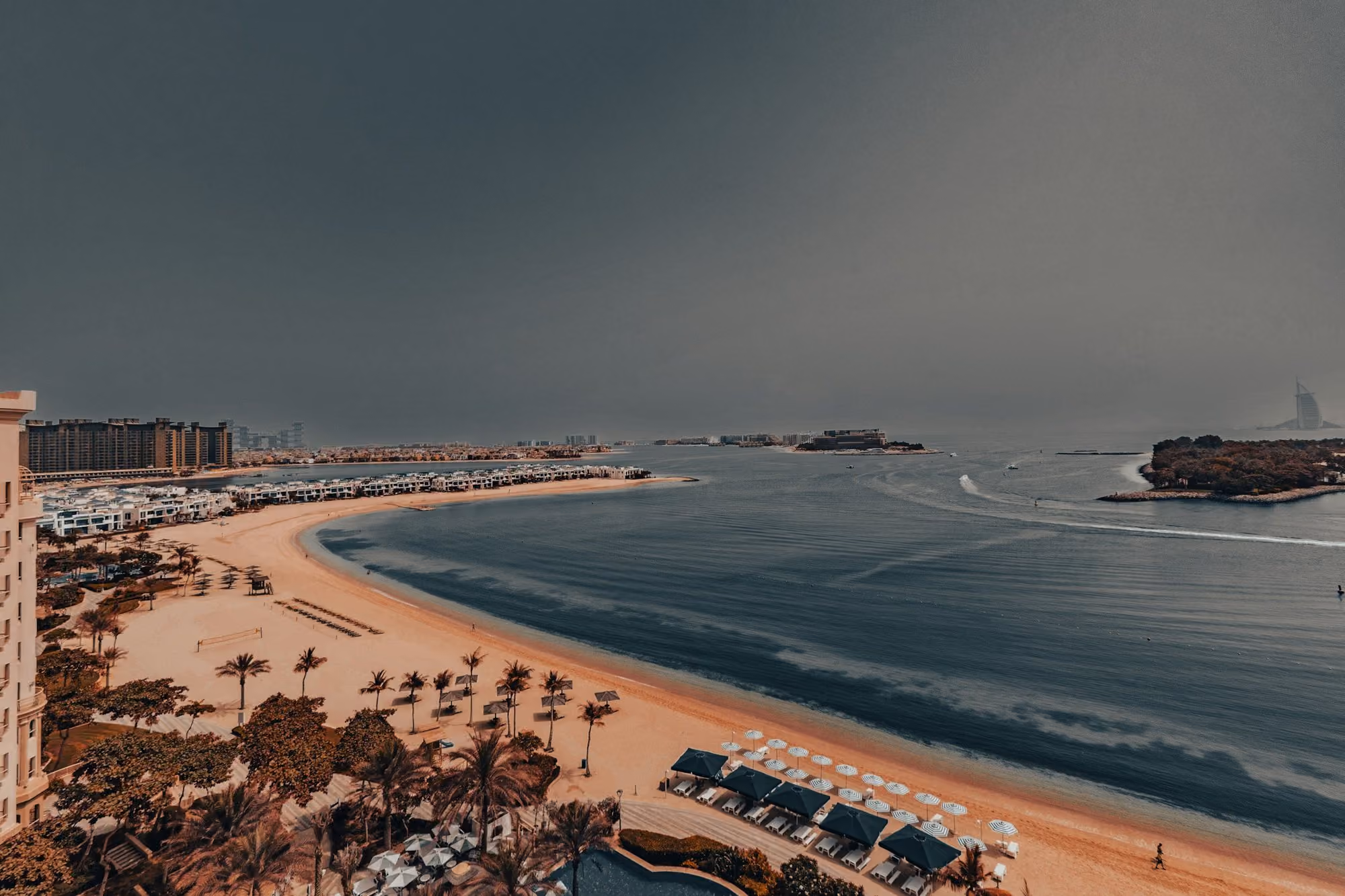Near One&Only The Palm: An aerial view of a beach and ocean