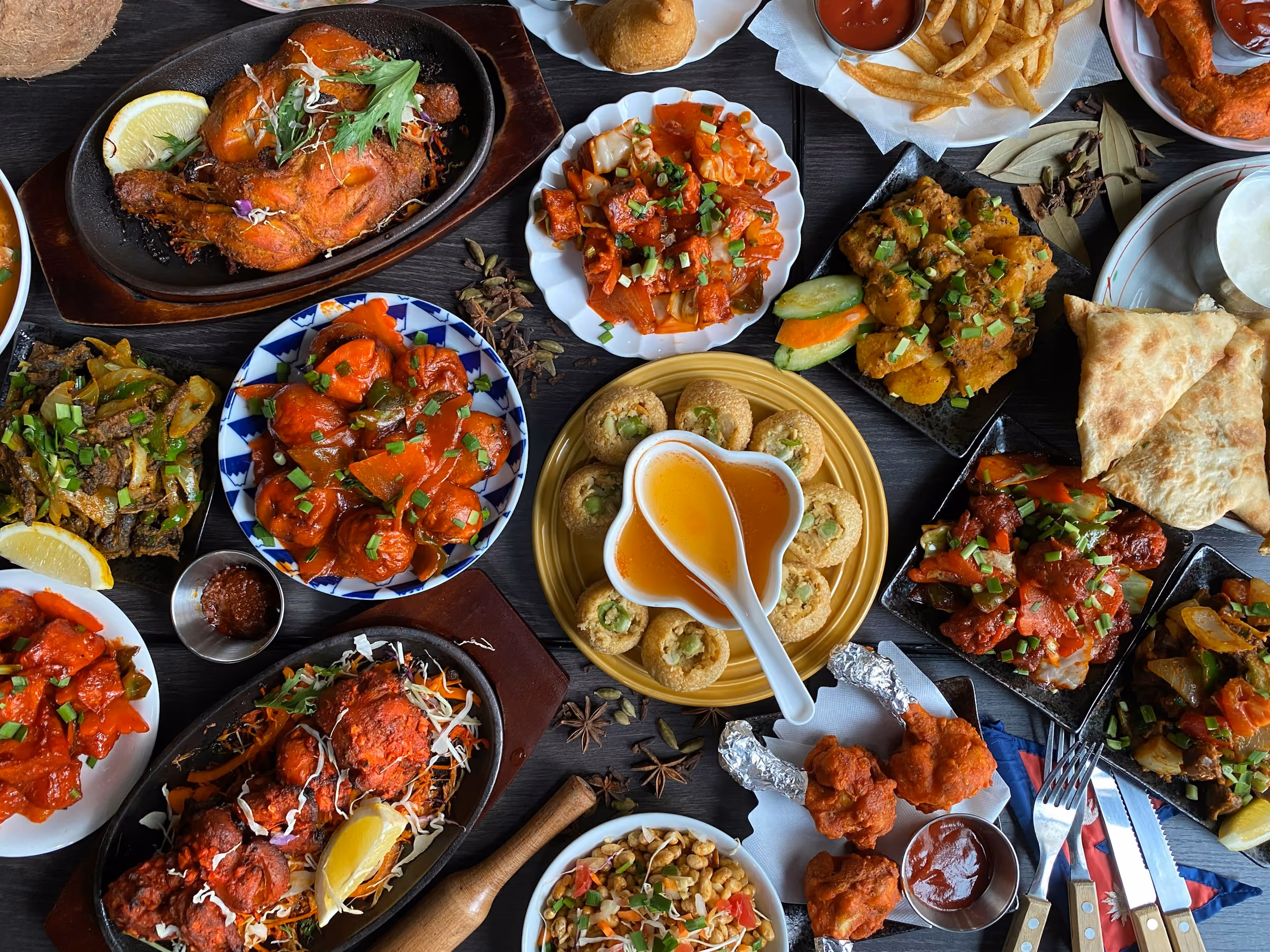 An Indian feast seen from above