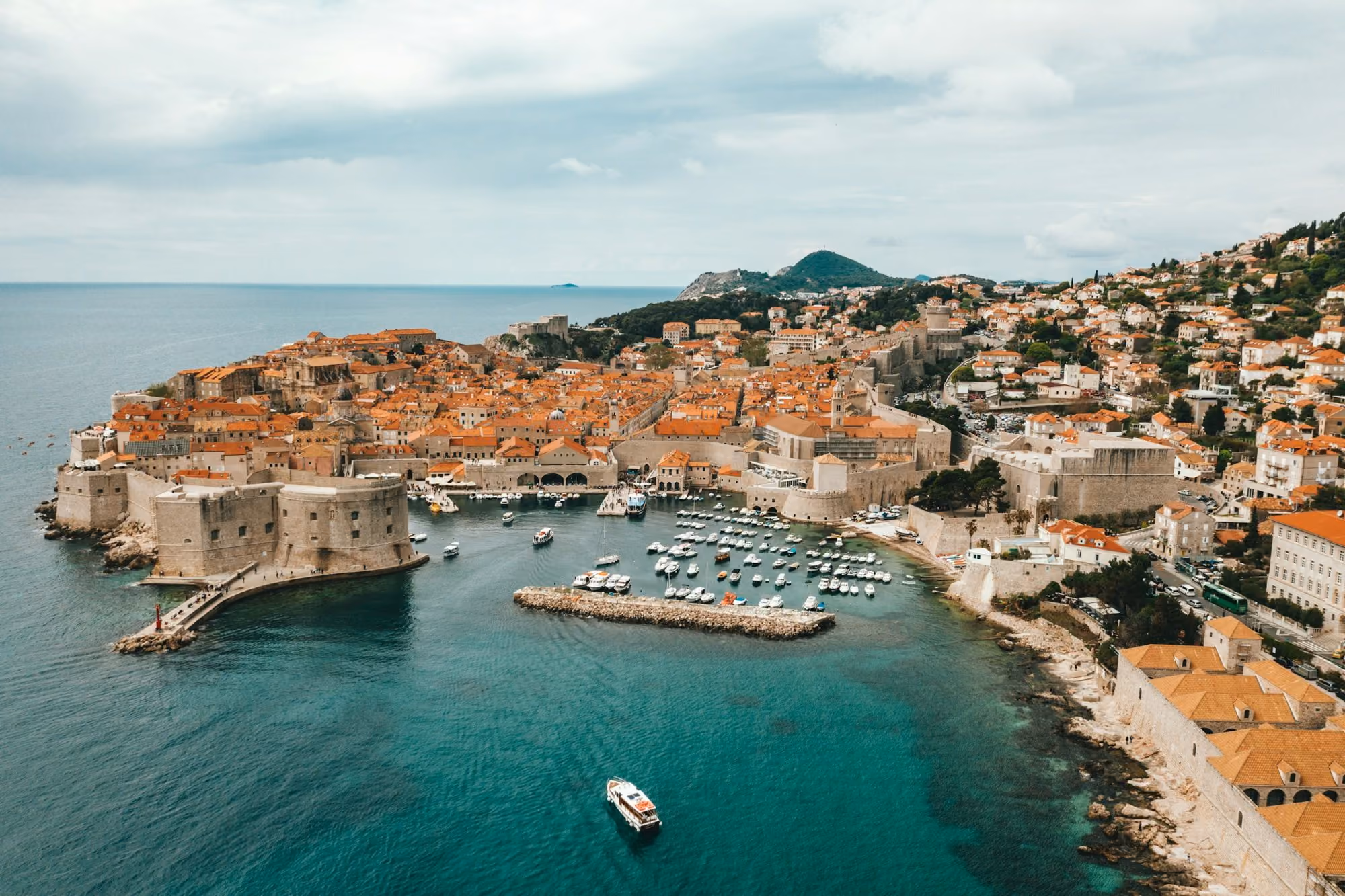 Near Villa Dubrovnik: aerial view of buildings near ocean