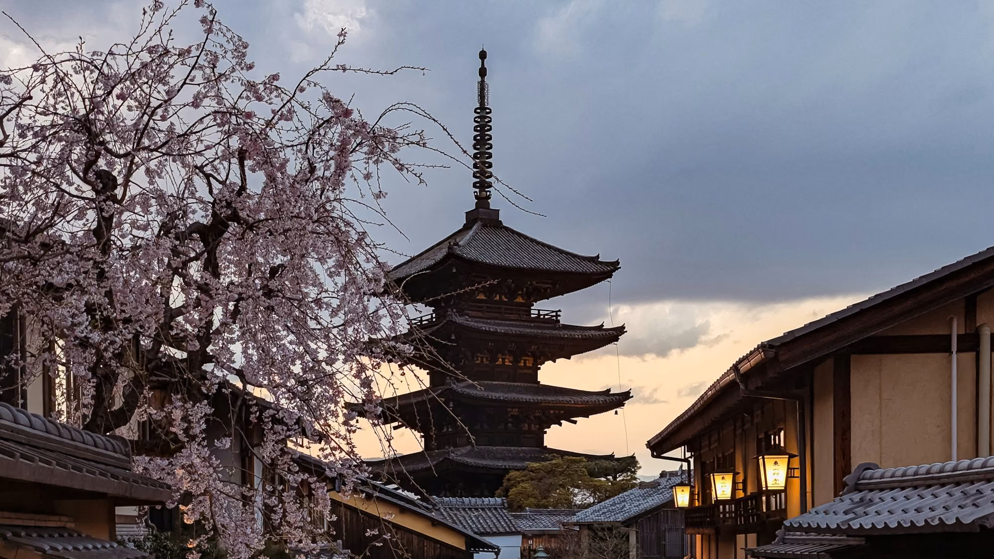 Near Banyan Tree Higashiyama Kyoto: Pagoda and cherry blossoms in kyoto, japan