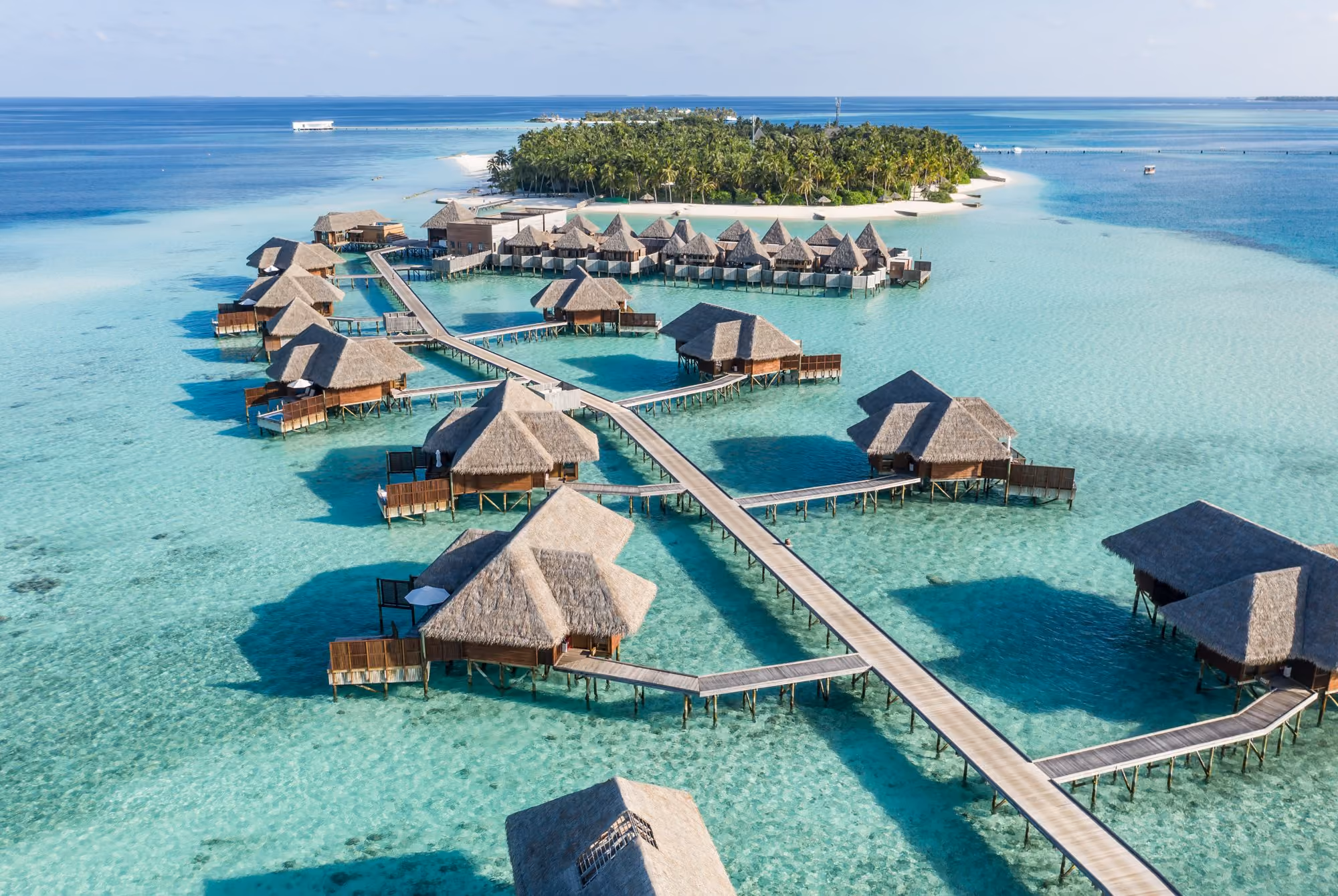 Conrad Maldives Rangali Island, water villas from the air