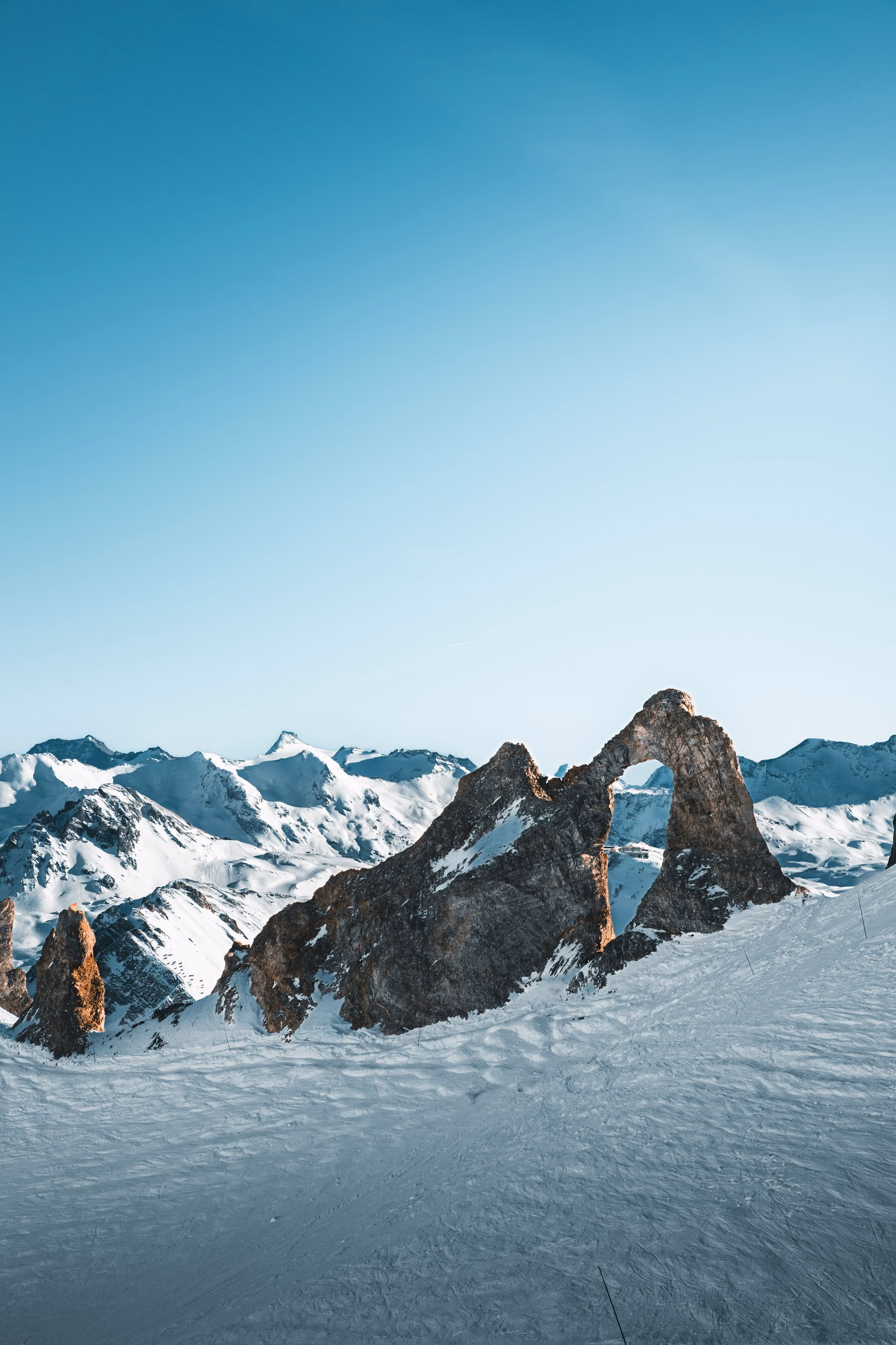 Snow-covered ridges in the Val d'Isère ski area