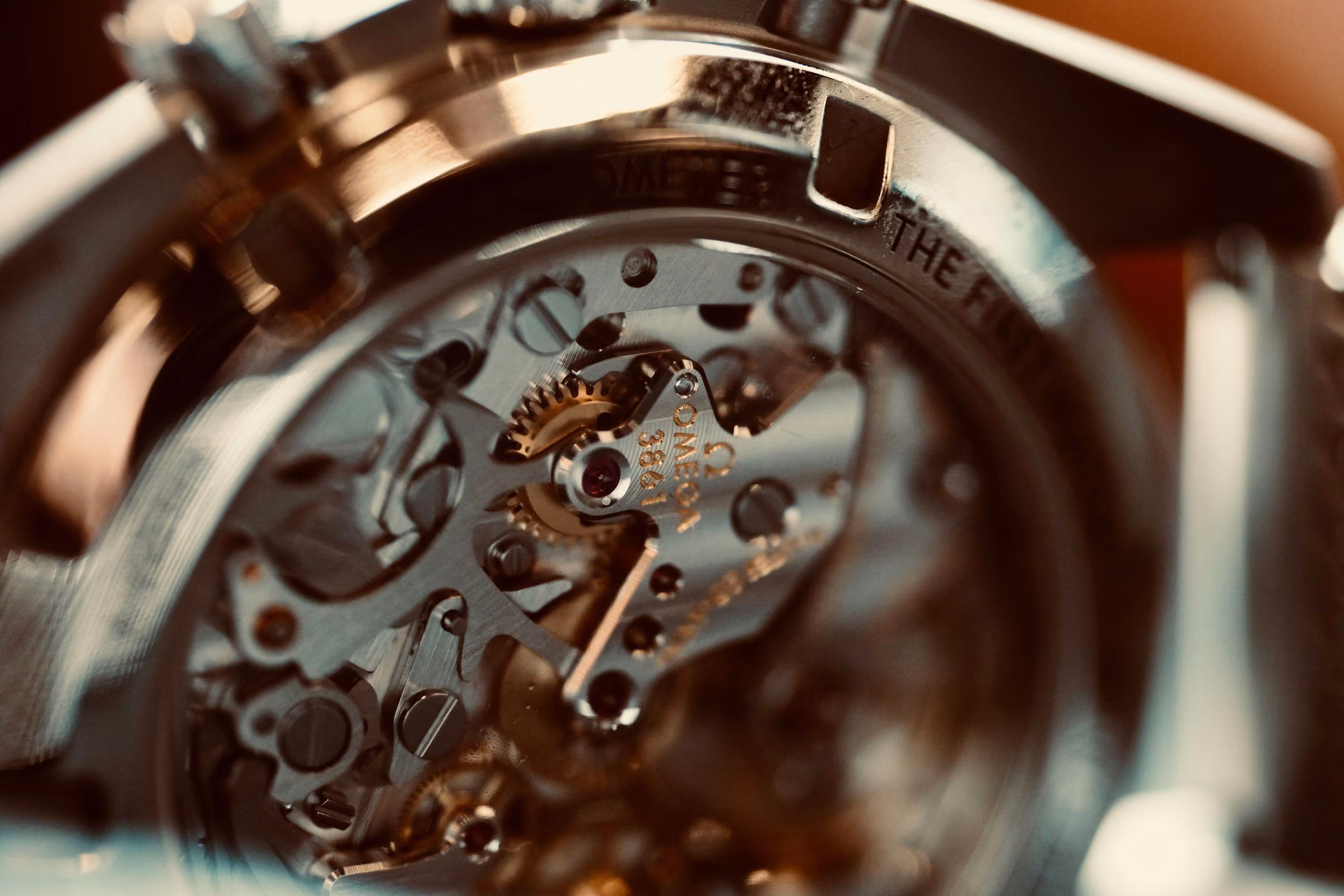 Look through the caseback: a watch movement seen through a clear case back